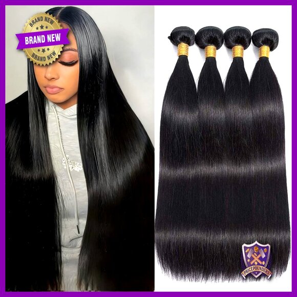 4 Bundle Brazilian Virgin Human Hair Extensions 16-22 Inch Straight